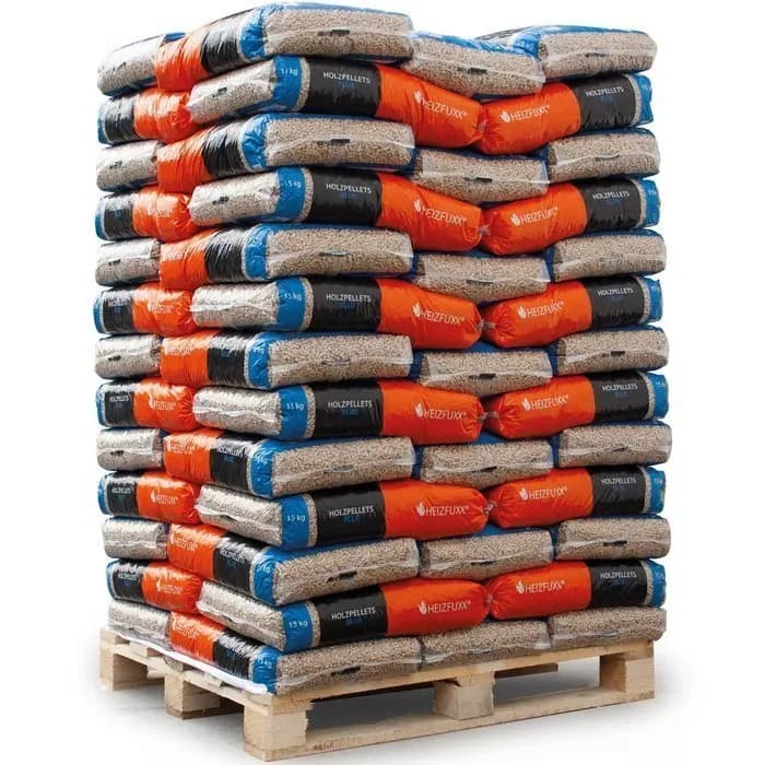 Holzpellets HEIZFUXX Blau (Premium) – Palette, 65 Säcke à 15 kg