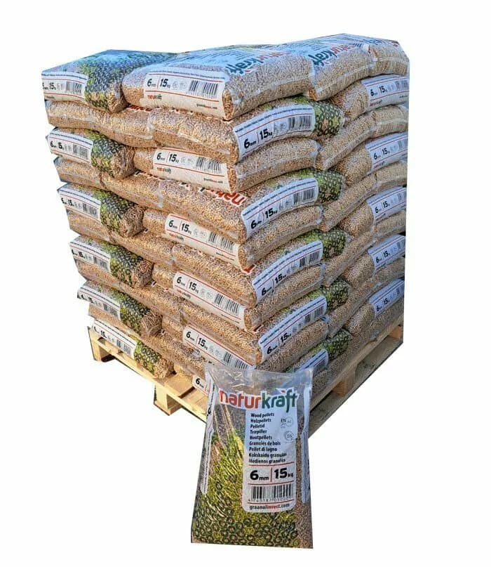 Holzpellets Naturkraft – Palette, 66 Säcke à 15 kg